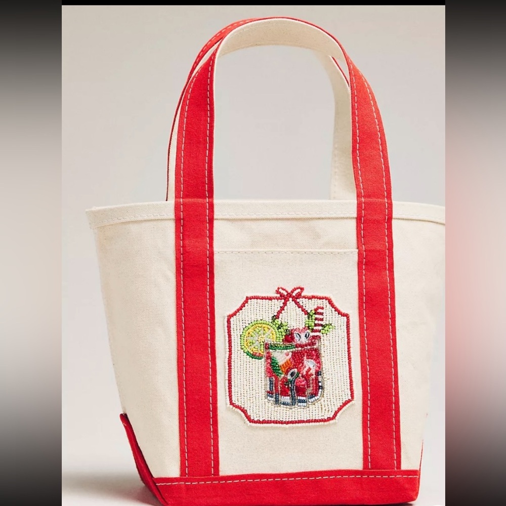 Anthropology Hartly Canvas Tote. Bloody Mary. Price firm.